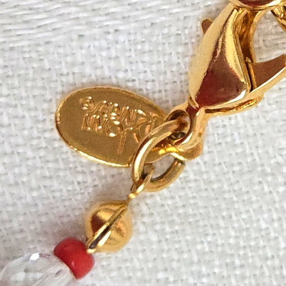 JOAN RIVERS  Single Strand Necklace w/Crystal and Red Acrylic Beads, 32" - Picture 4 of 8